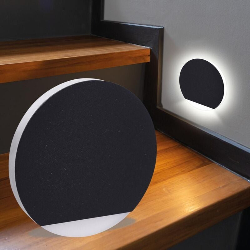 LED Treppenleuchte rund schwarz - Lichtfarbe: Neutralweiß 1,5W - Lichtaustritt: Orbis