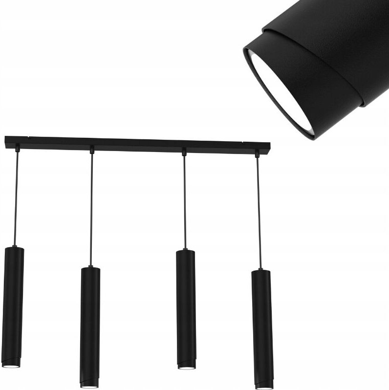 Hängelampen-Röhrenstreifen 4x Gu10 schwarz matt BEVEL
