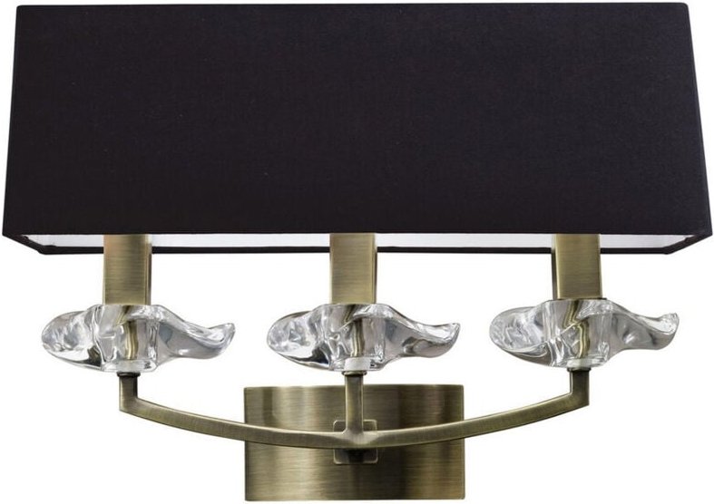 Inspired Mantra Akira Wandleuchte, geschaltet, 3-flammig, E14, antikes Messing mit schwarzem Schirm