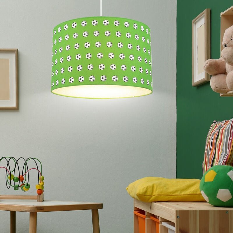 Pendelleuchte Hängeleuchte Kinderlampe Kinderzimmerlampe Deckenlampe Spielzimmer, Metall weiß grünfarbig, 1x E27 Fassung...