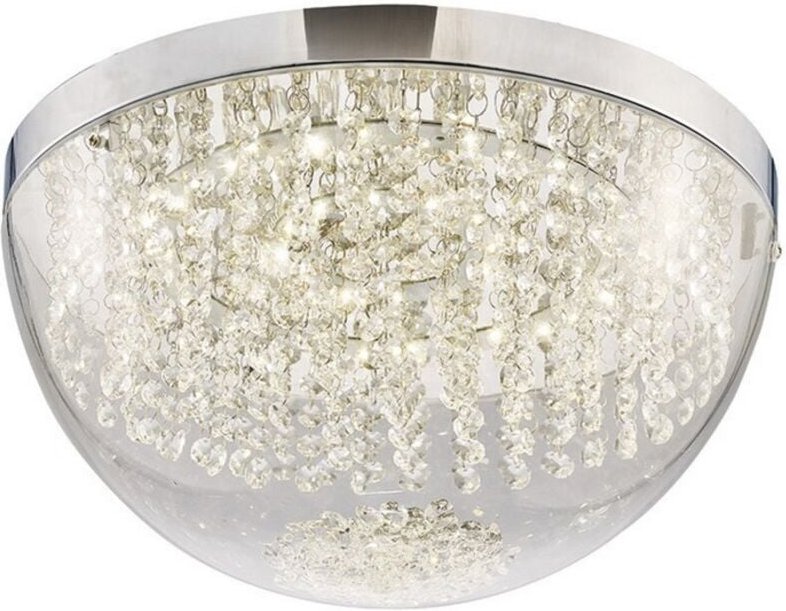 Inspired Diyas - Harper - Große Unterputzdecke 21W 1600lm LED 4000K Chrom poliert, Kristall