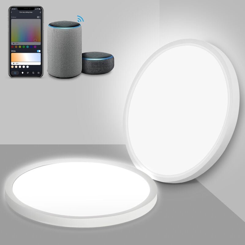 Wolketon 24W Deckenleuchte LED APP Deckenlampe RGB Farbwechselnde Deckenlampe Mit Fernbedienung