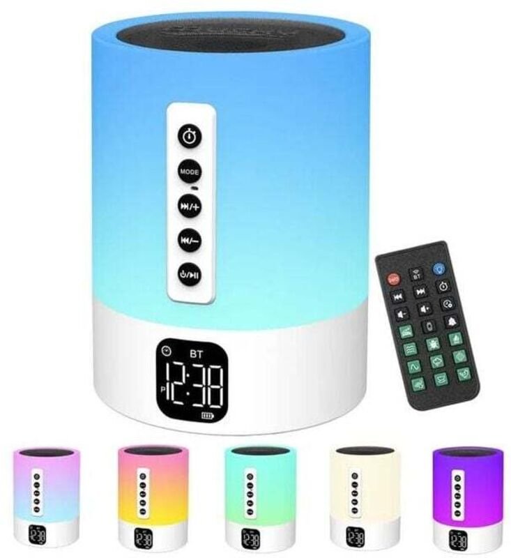Bluetooth-Lautsprecher-Wecker mit Nachttischlampe und Weißrauschgenerator, multifunktionaler Bluetooth-Lautsprecher-Nach...
