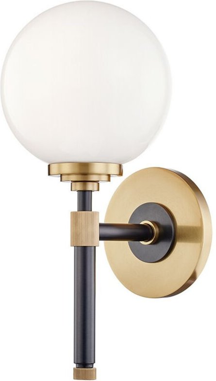 Bowery 1 Lichtwannenhalterung Altmessing, Glas