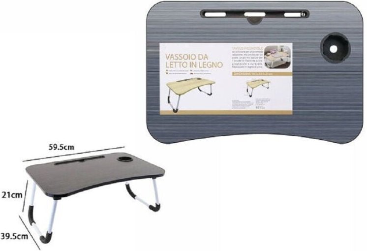 Trade Shop - VASSOIO SCRIVANIA PIEGHEVOLE TAVOLO PC SLOT TAZZA 71363 -