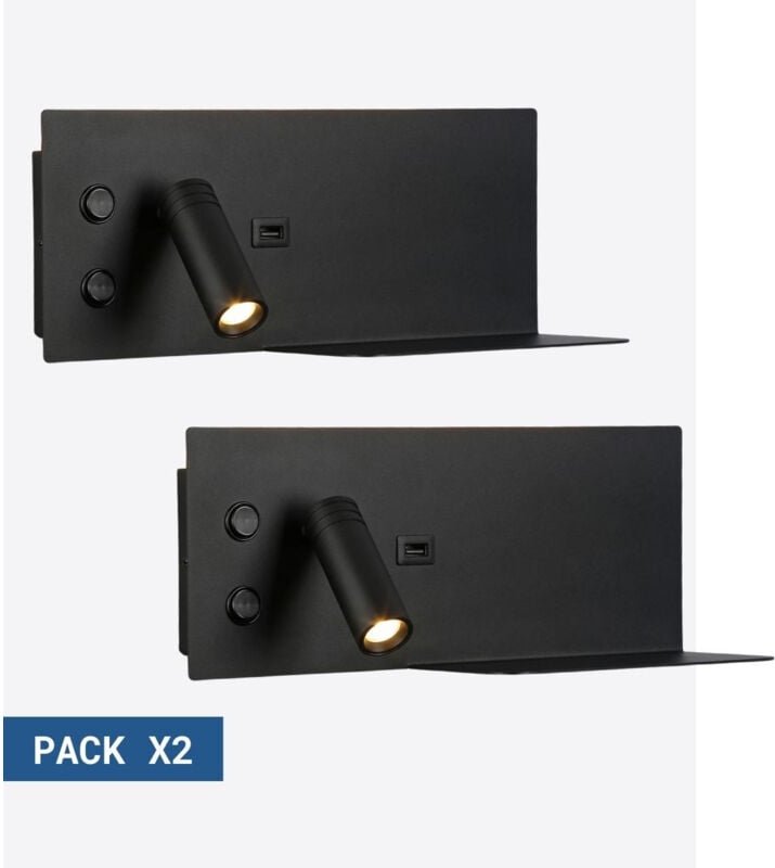 Pack x 2 - Wandspot KERTA + indirekte Lichtquelle mit USB