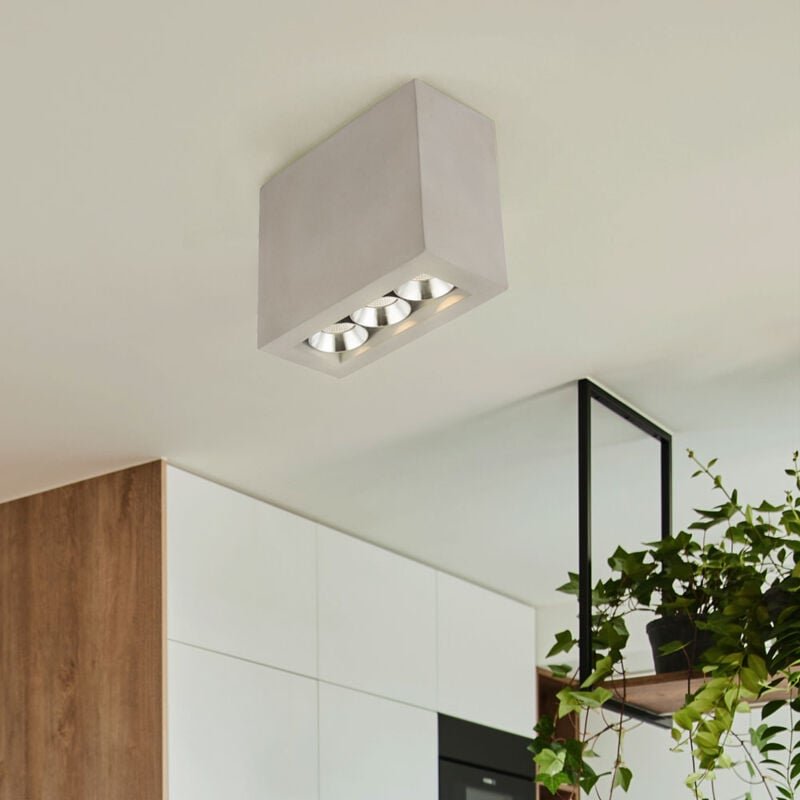 Thumbnail - Deckenlampe Deckenspot 3 flammig led Strahler Wohnzimmerleuchte Flurlampe Beton grau 6,6 Watt 440 Lumen 3000 Kelvin warm...