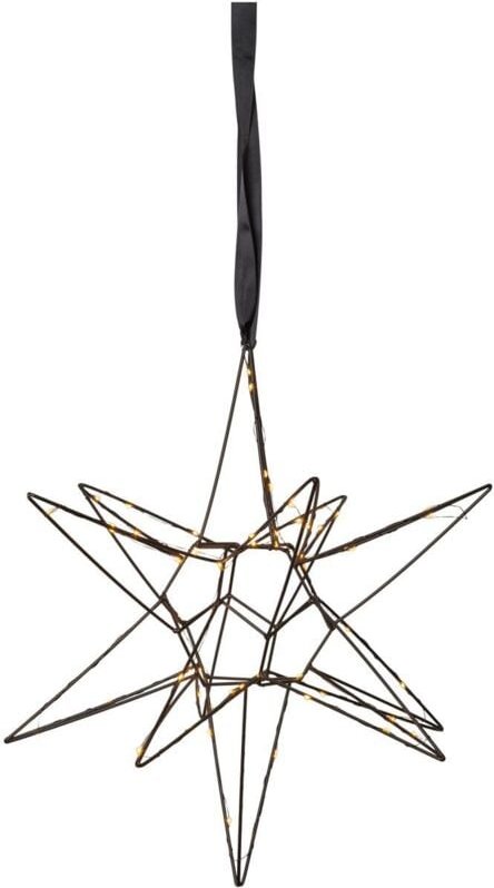 Star Trading - Hängender 3D Metallstern ,Lizzy', 60 warmweiße LEDs, mehrzackig, schwarz, ø 47cm