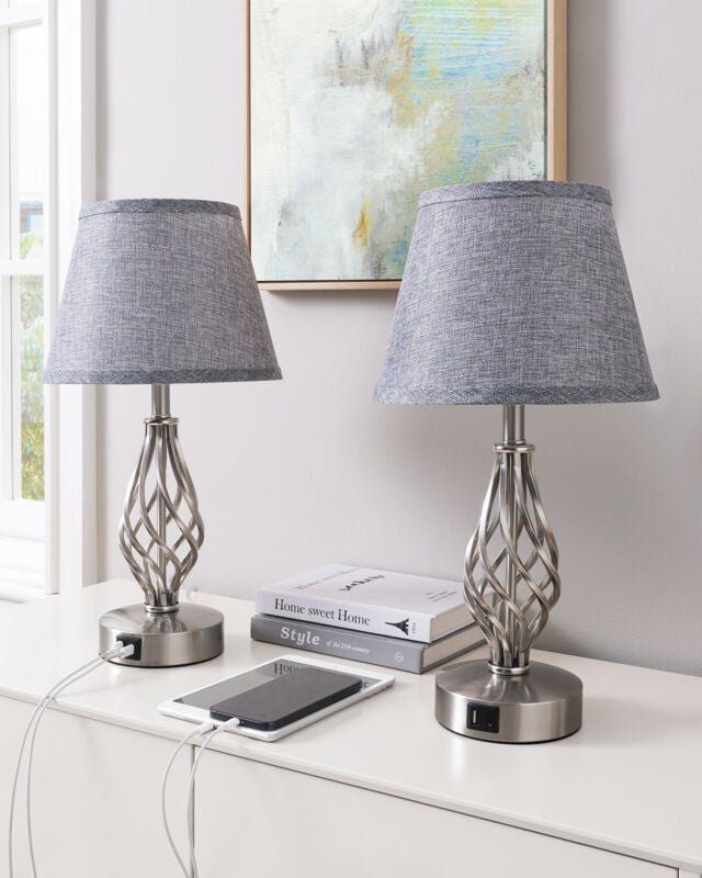 2er Set led Nachttischlampe mit usb a+c, Touch dimmbar, inkl. Leuchtmittel - Edishine