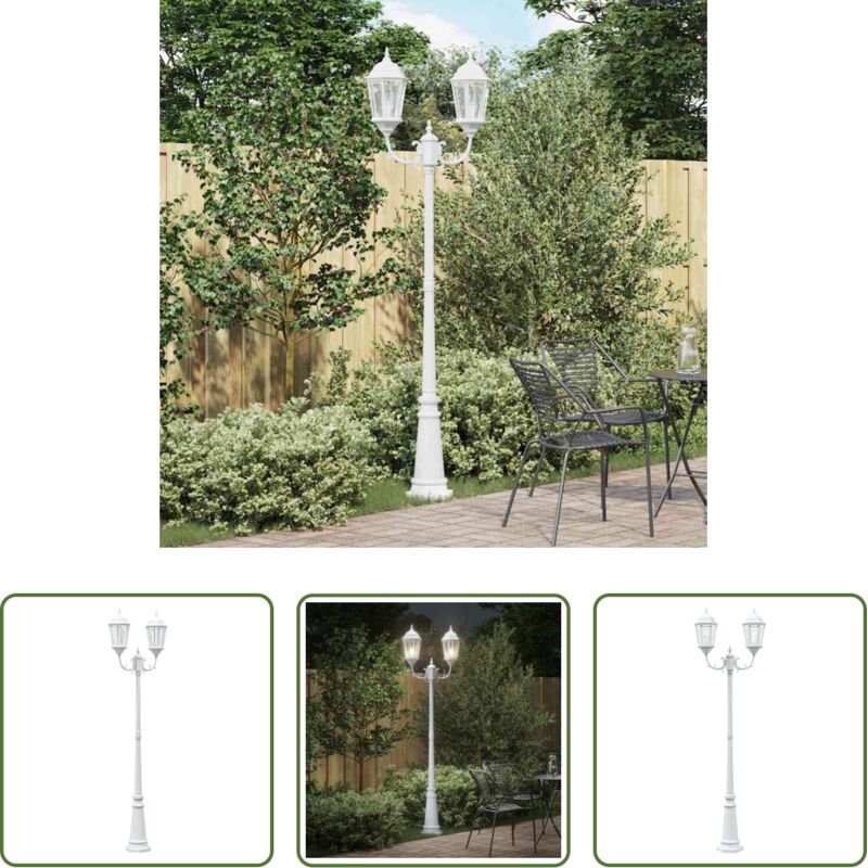 vidaXL Wegebeleuchtung - Garten-Licht Weiß 68 x 20 x 235 cm Aluminium und Glas
