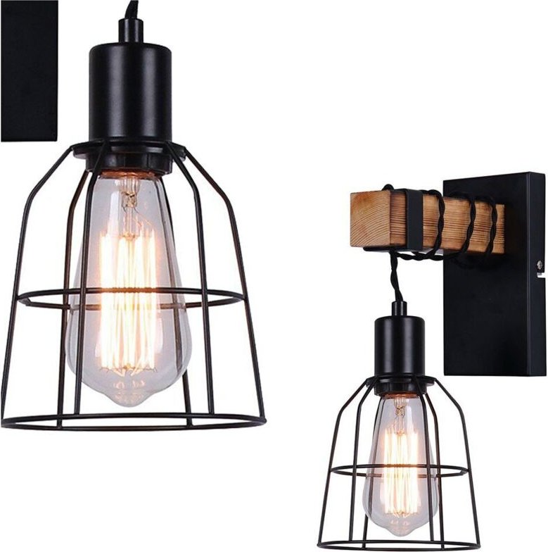 Ponte - Industrie- und Retro-Wandleuchte Schwarz 1 Licht, E27 - Italux