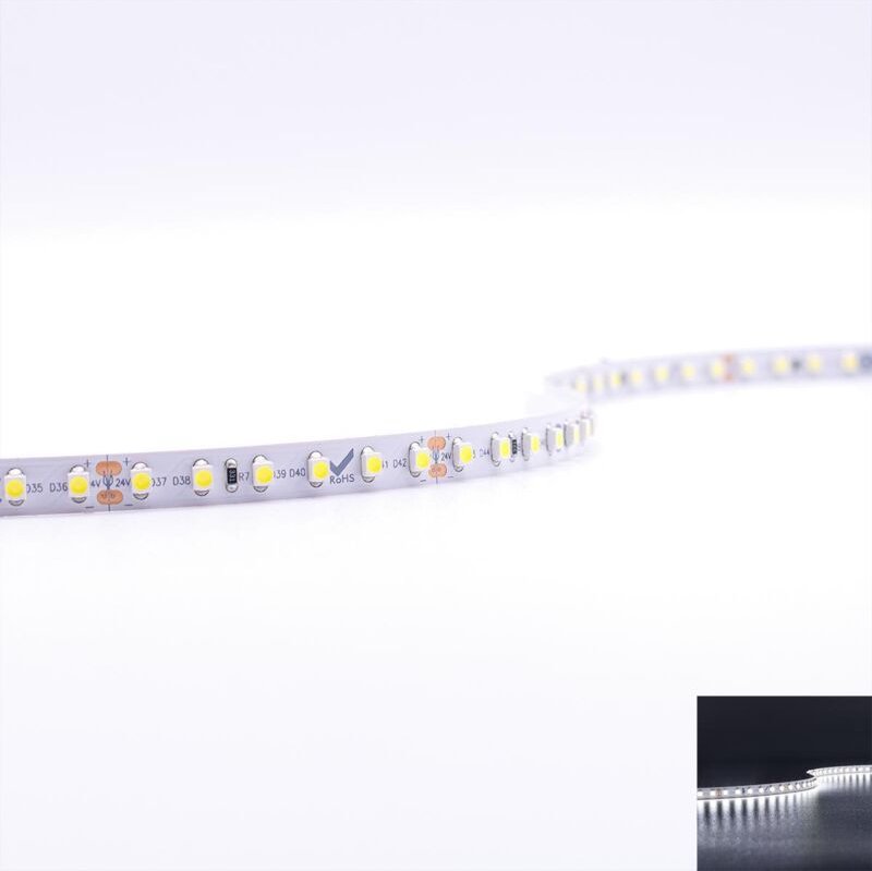 Strip 24V LED Streifen 5M 9,6W/m 120LED/m 8mm - Lichtfarbe: Kaltweiß 6000K - Schutzart: IP20