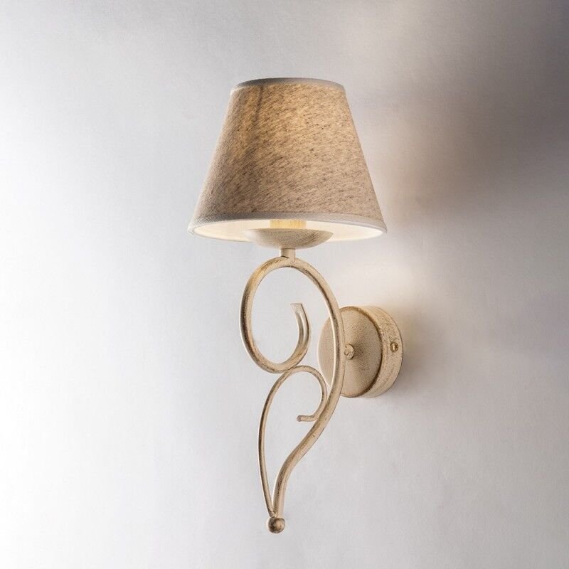Bonetti Illumina - Vienna Eisenwandleuchte Ivory Gold One Light Stoffeffekt Lampenschirm 19x h38 cm