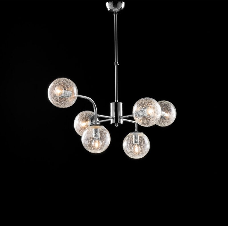 Ikarus – Aufhängung aus poliertem Chrom-Eisen, 6 Leuchten x 92 – Ø86 – BL213-6-CR - Bonetti Illumina