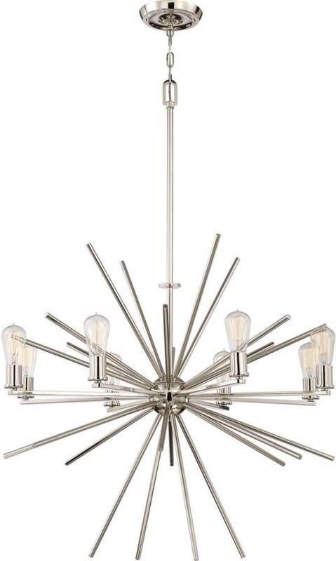 Quoizel - Kronleuchter Hängelampe Esszimmerleuchte Deckenlampe Stahl Silber d 86,4 cm