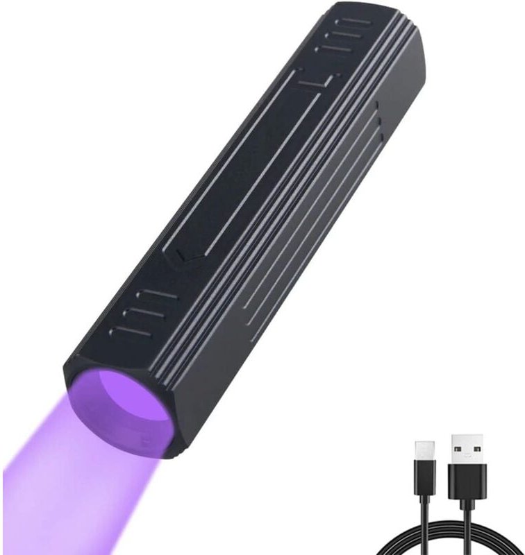 Wiederaufladbare 365-nm-UV-Taschenlampe, Ultraviolett-Taschenlampe mit Schwarzlichtfilter zum Aushärten von Harz/HAVC-Öl...