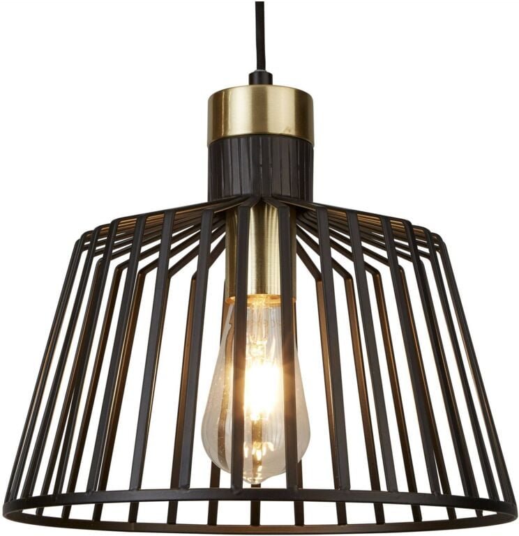 Searchlight Bird Cage - 1 Lichtkäfig Deckenanhänger Antik Messing, Matt Schwarz, E27