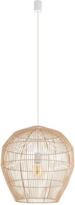 Hängelampe Holz Bambus E27 Ø 50 cm rund H: max. 160 cm Boho Modern