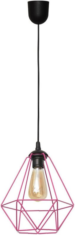 Karo Drahtgestell Pendelleuchte Schwarz, Rosa 24cm - Helam