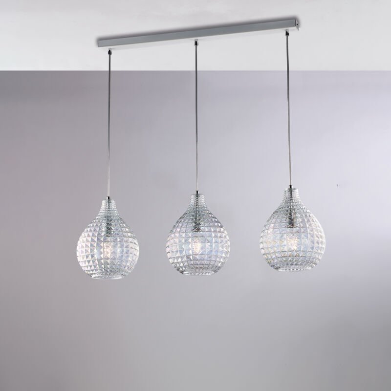 Wien – Kronleuchter elfenbeinfarben, Antikgold, PVC-Lampenschirme Ø13, Ø52, 3-flammig – BL258-3-AV - Belight