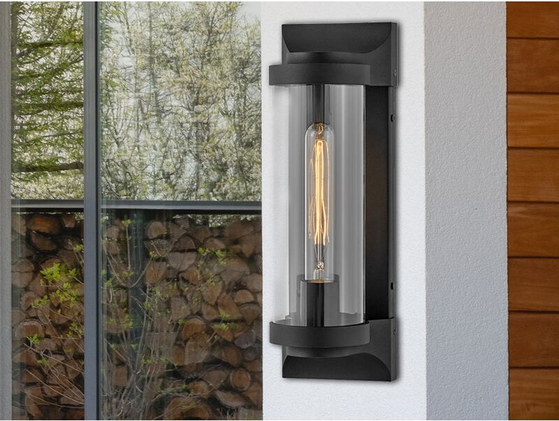 Meinewunschleuchte - Hochwertige Vintage Wandleuchte für Innen & Außen, Schwarz Höhe 36cm