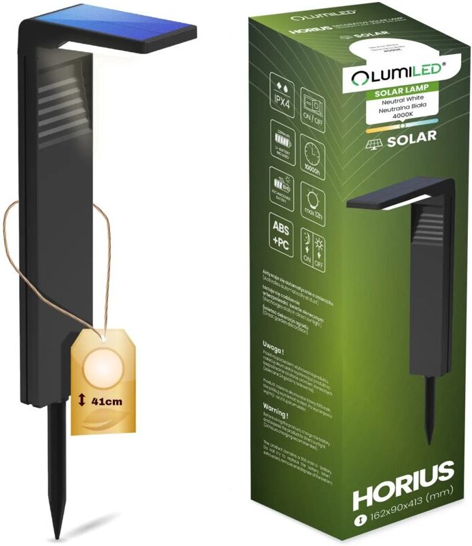 HORIUS 4000K Solar-Garten-LED-Lampe, dekorativ, einsteckbar, Pfosten