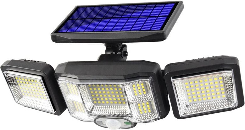 Thumbnail - Solar Außenleuchte Wandleuchte LED-Leuchte 3 Köpfe 192 LEDs Bewegungsmelder Sicherheitsflutlicht Beleuchtung IP65 Wasser...