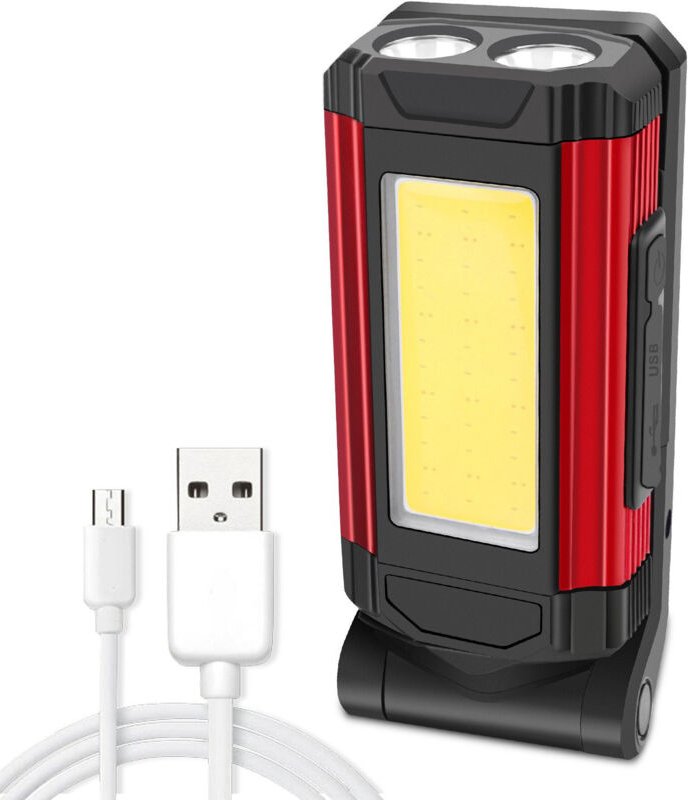 Faltbare Arbeitsleuchte aus Aluminiumlegierung, USB-aufladbar, COB-Magnet-Inspektionslampe, rotes tragbares Licht