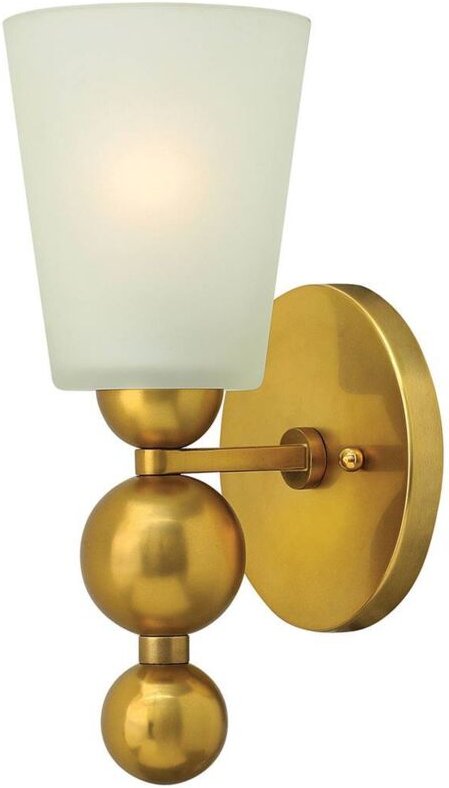 Elstead - Zelda - 1 Licht Wandleuchte Vintage Messing Glasschirm, E27