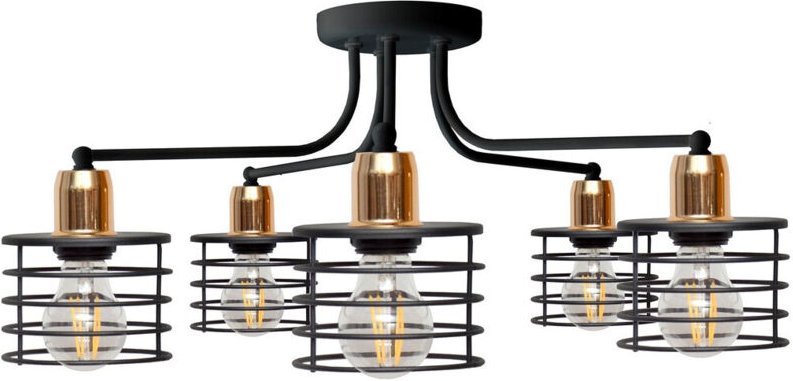 Helam - edison Halbbündige Deckenleuchte mit mehreren Armen Schwarz, Kupfer 65cm