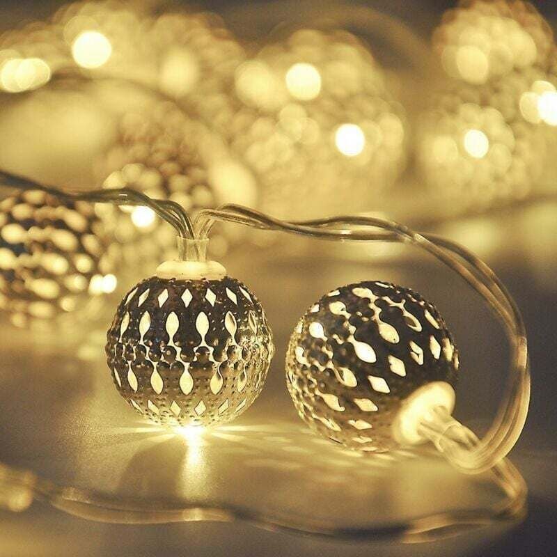 Thumbnail - Solar-Lichterkette für den Außenbereich mit 5 m 20 marokkanischen LED-Kugeln, wasserdicht, dekorative Beleuchtung für Zu...