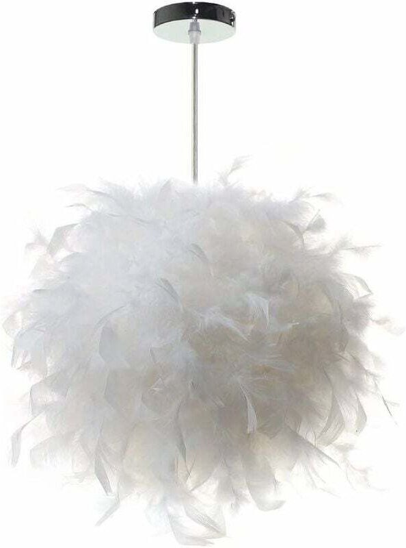 Pendelleuchte in Federform, weißer moderner Kronleuchter-Lampenschirm, 30 cm, für Wohnzimmer, Kinderzimmer, Glühbirne ni...