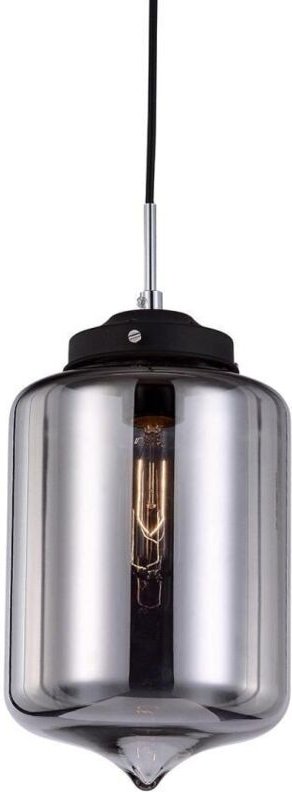 Tube - Industrie- und Retro-hängender Anhänger Schwarz 1 Licht mit dunklem Glasschirm, E27 - Italux
