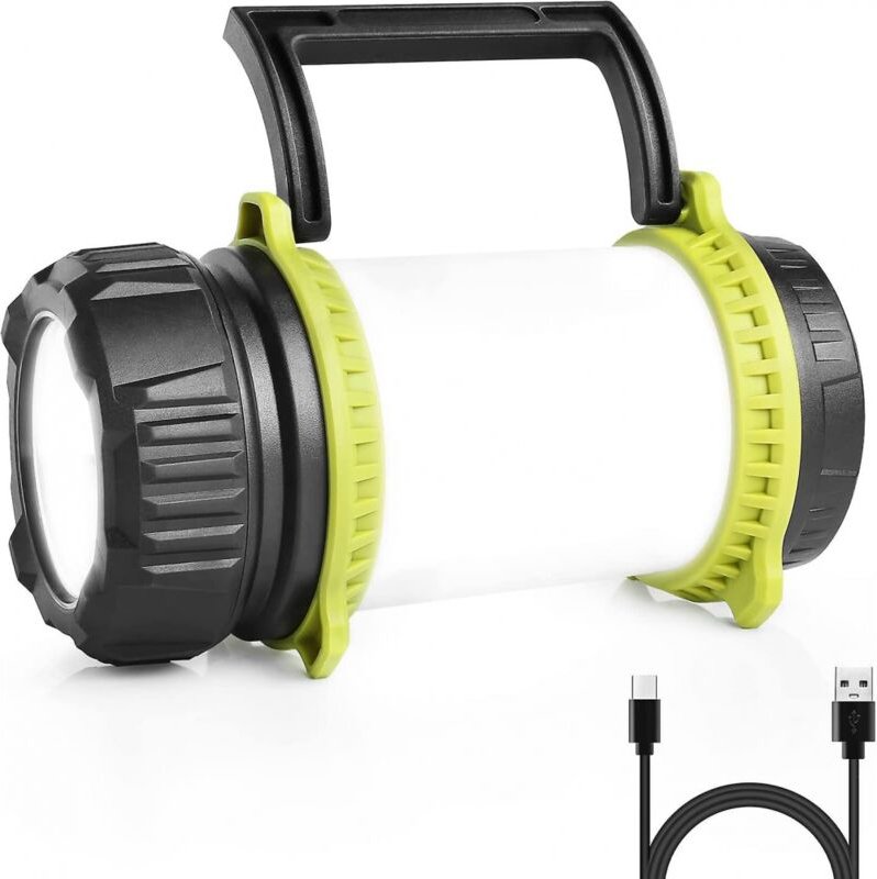 BEBUSINGOTO Wiederaufladbare Campingleuchte, 500 Lumen helle LED-Taschenlampe, 5 Modi, Campinglampe mit 2600 mAh Powerba...