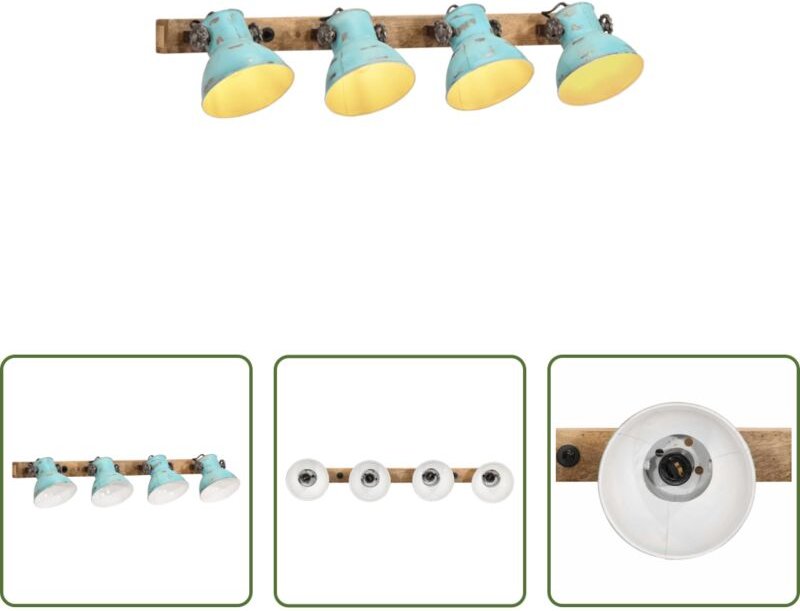 vidaXL Holzlampe - Wandleuchte 25 W Blau 90x25 cm E27