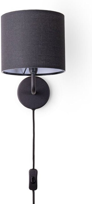 Tischlampe Wandleuchte Wohnzimmerlampe Schlafzimmer Lampenschirm Stoff Uni Wandleuchte - Schwarz, Schwarz (Ø18 cm) - Pac...