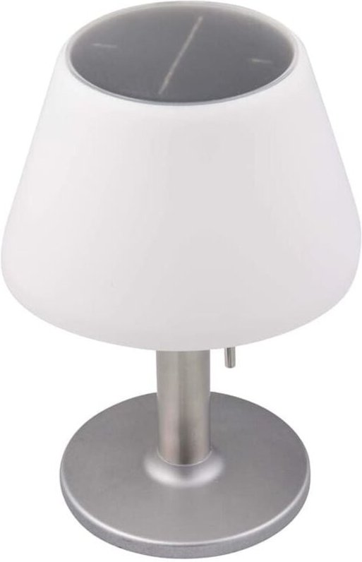 Silberne IP44 200Lm Solar-LED-Tischleuchte.