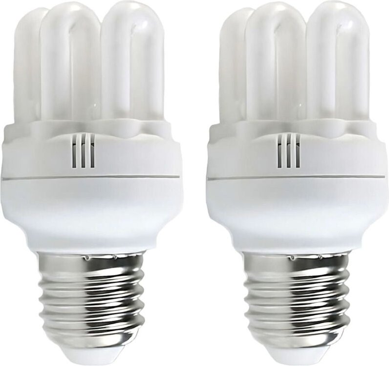 O91 - 2er-Pack Energiesparlampen Mini 6U E27 11W 605lm 2700K Merylux