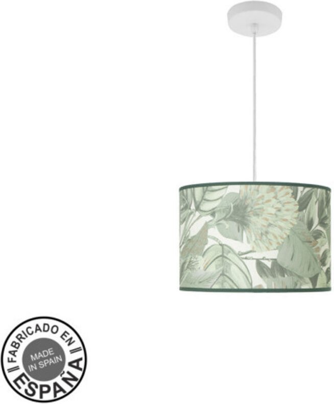 Fashion Anhänger 1xe27 weiß/grünes Blatt regx30x30cm