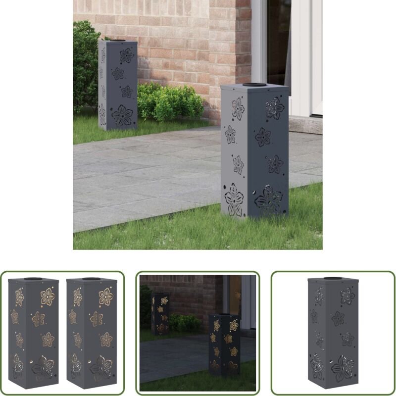 vidaXL Gartenbeleuchtung - Solar LED Weg Licht 2 pcs Anthrazit Kalt gewalzter Stahl