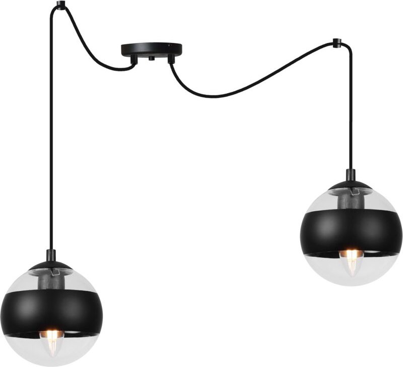 Toledo Spider Hängelampe Schwarz 2 Flache Schwarze Lampenschirme E14