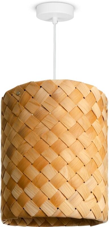 Pendellampe led Hängeleuchte Wohnzimmer Schlafzimmer Esszimmer Schirm Papier E27 Pendelleuchte - Weiß, Holz (Ø25cm) - Pa...