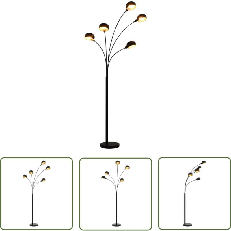 Thumbnail - The Living Store Stehlampe 200 cm 5 x E14 Schwarz und Golden - Stehlampe - Bogenlampe - Wohnzimmerlampe - Esszimmerlampe...
