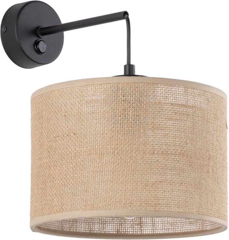 Licht-erlebnisse - Wandleuchte Metall Stoff E27 30 cm hoch mit Schalter Schwarz Braun Modern Wandlampe