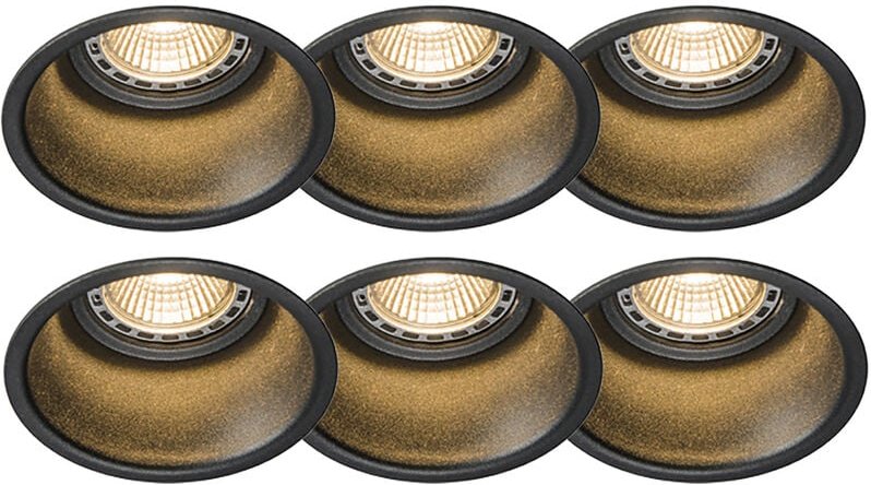 Set mit 6 Einbauspots schwarz rund - Dept