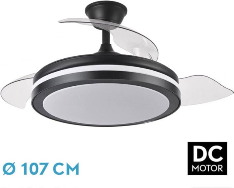 Fabrilamp - Ventilator dc esparta plus 72w 6120lm schwarz 107d 3aspas 3aspas desp.3000-4000-6000k remote+ timer+ memory