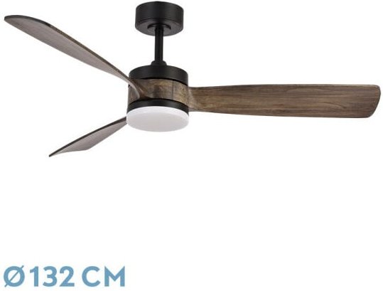 FABRILAMP Ventilator Dc East 26w Schwarz 3 Flügel Eiche 132d 6vel 3Farben 2950lm Fernbedienung,Speicher,Timer