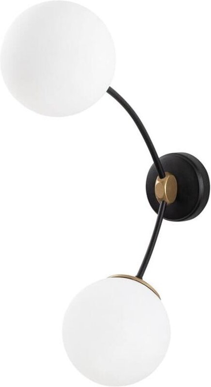 2-flammige Wandleuchte mit Modell 5 Glasschirmen