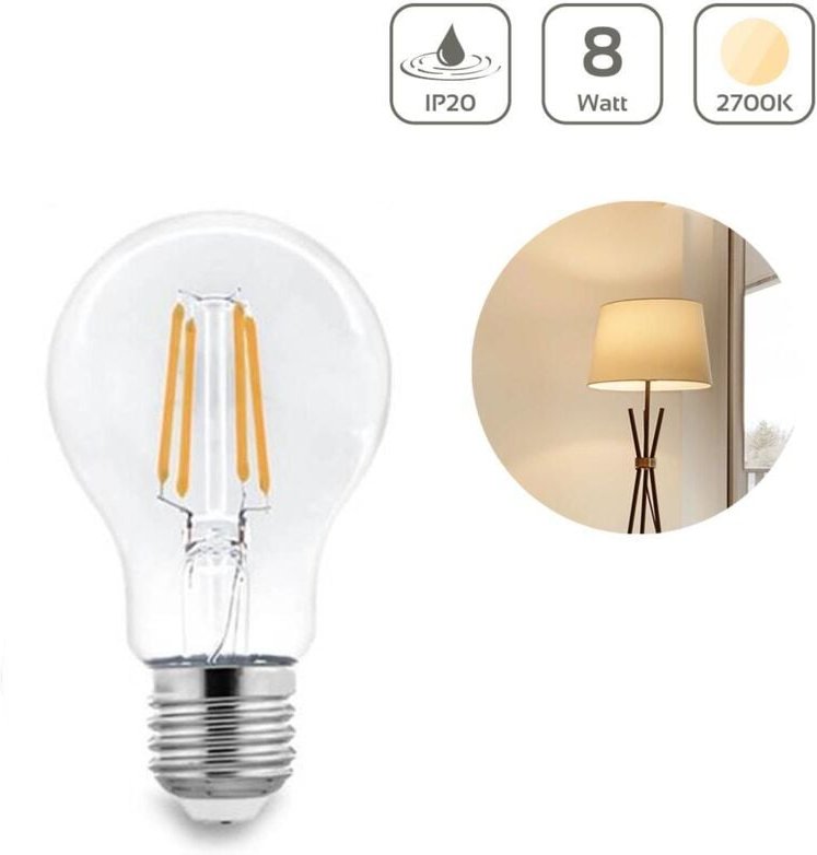 LED Lampe Filament E27 8W A60 2700K Warmweiss 1055lm 320°Abstrahlwinkel