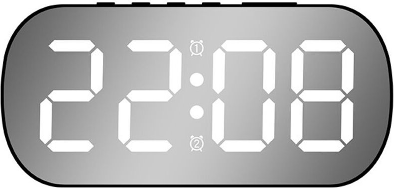 Digitaler Wecker, kleiner Tischwecker, LED-Spiegeldisplay, zwei Alarmstufen mit Schlummerfunktion, 5 Helligkeitsstufen e...